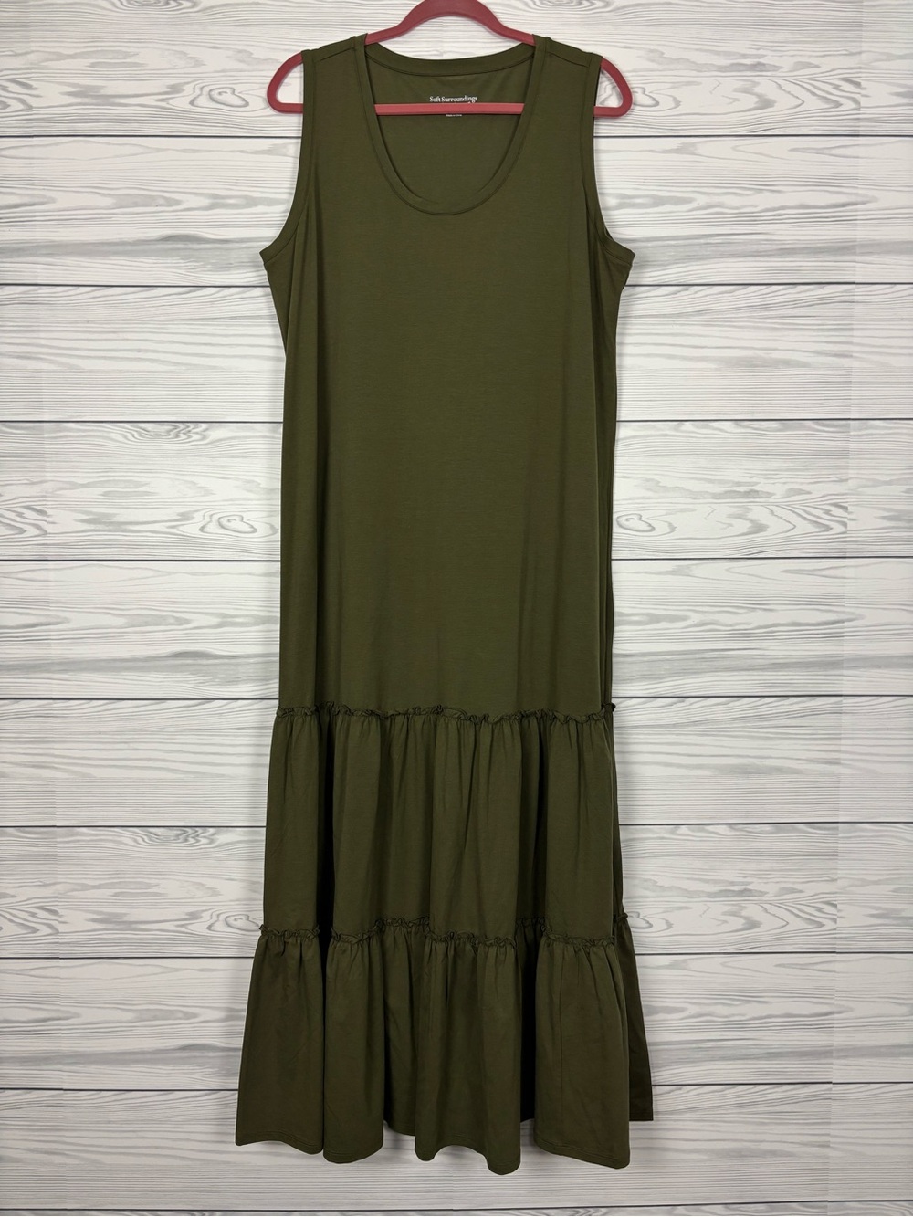 Soft Surroundings Green knit tiered maxi dress size large boho - Picture 1 of 5